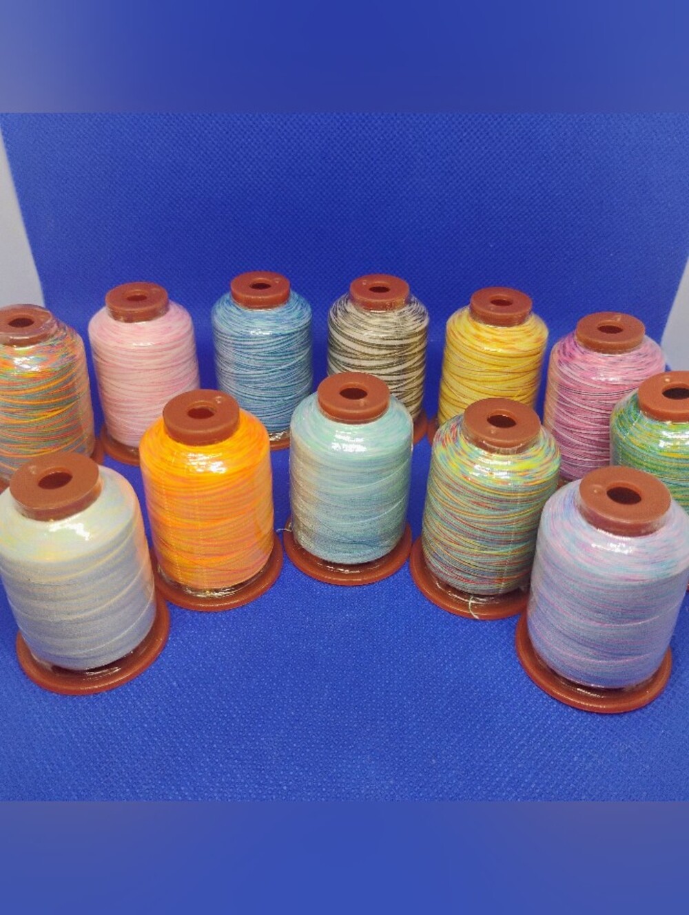 Multicolor Polyester Thread Spool Assortment - Variegated 12pcs 550yds Each